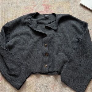 Zara Charcoal Button-Up Sweater